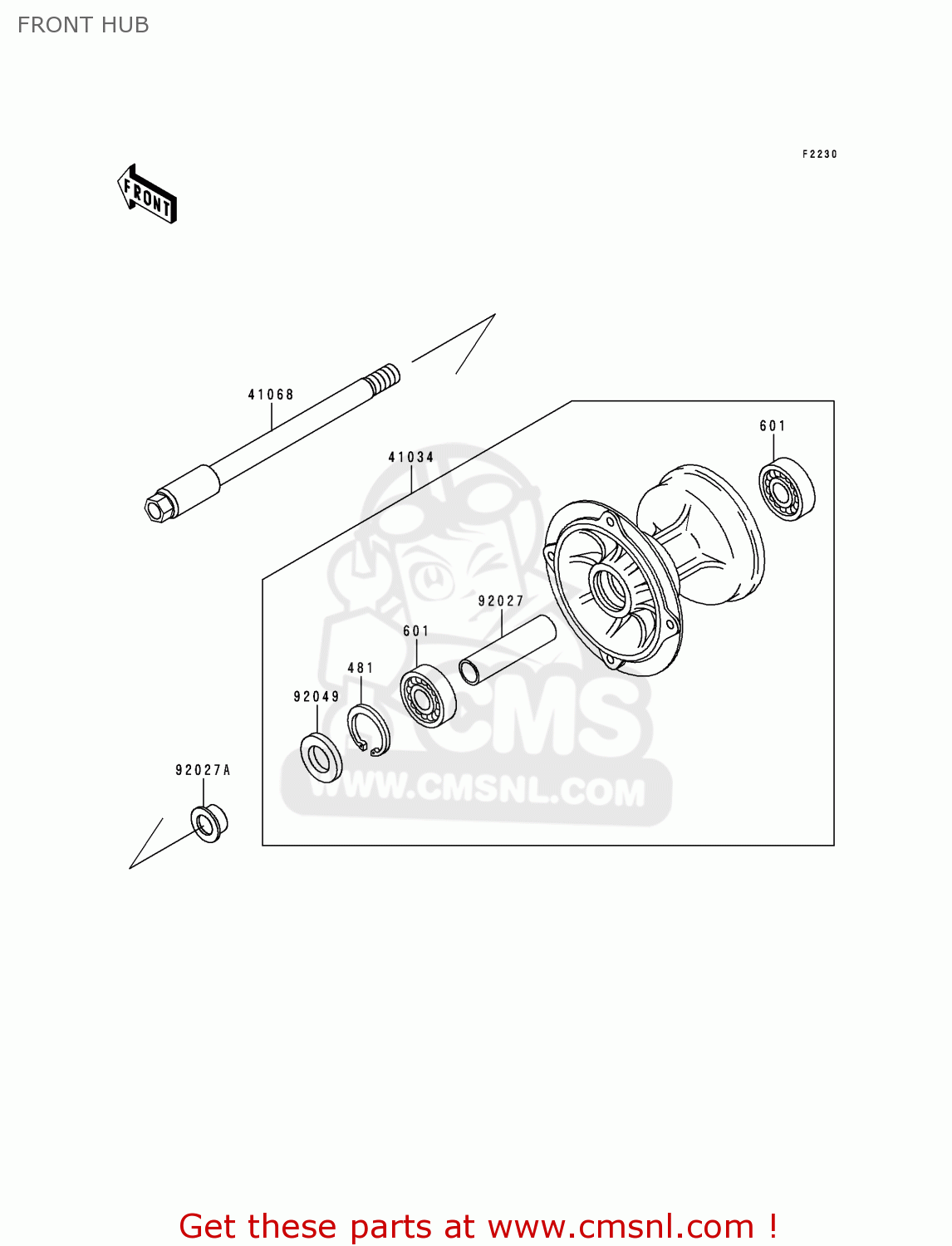 FRONT HUB KLX250J2 DTRACKER 1999 GREECE