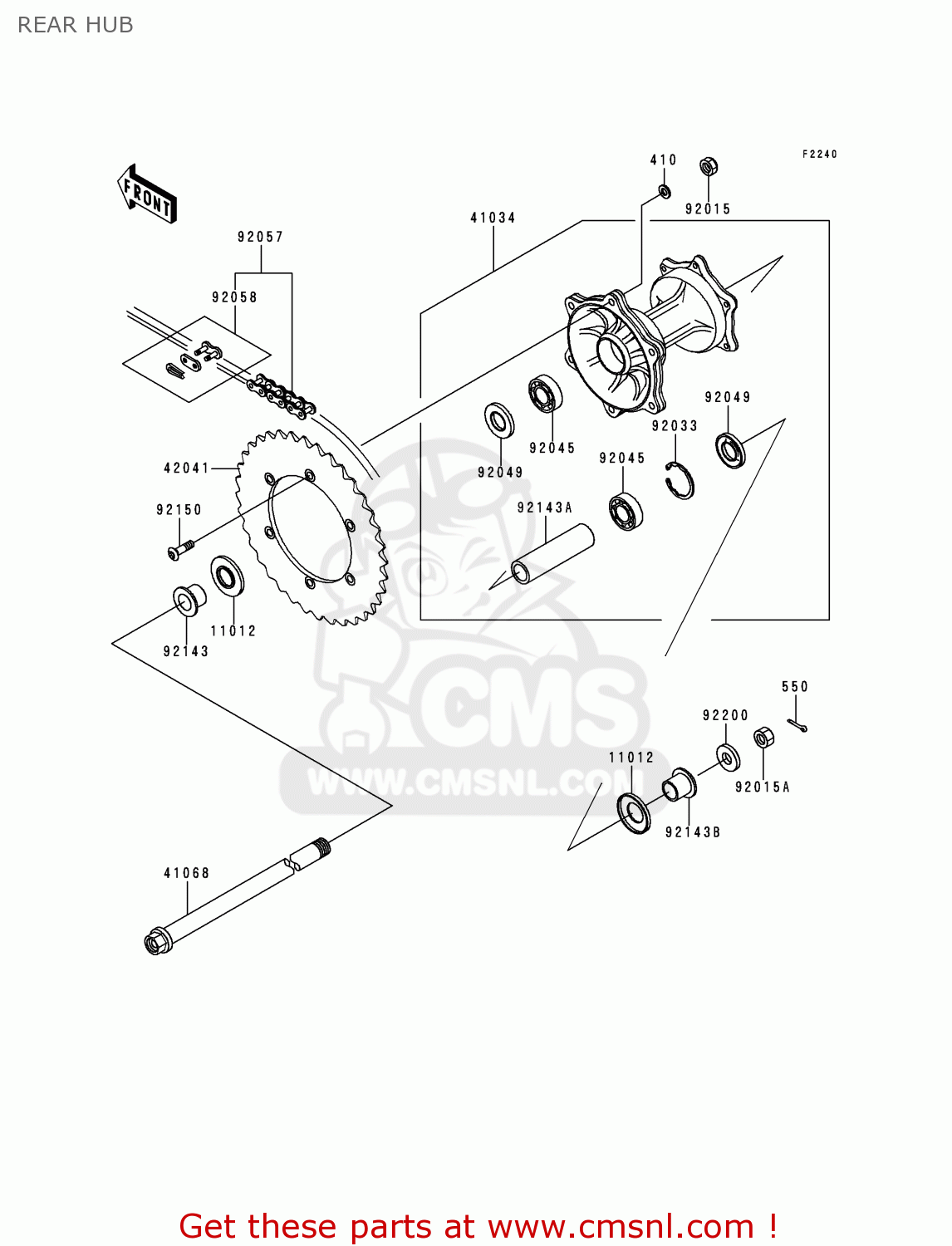 REAR HUB KLX250J2 DTRACKER 1999 GREECE