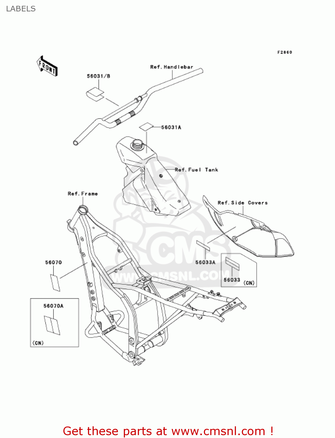 LABELS KLX300A10 KLX300R 2005 USA CALIFORNIA CANADA