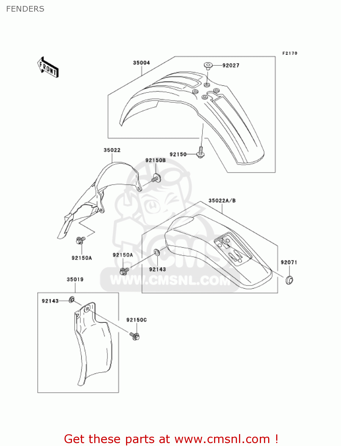 FENDERS KLX300A10 KLX300R 2005 USA CALIFORNIA CANADA