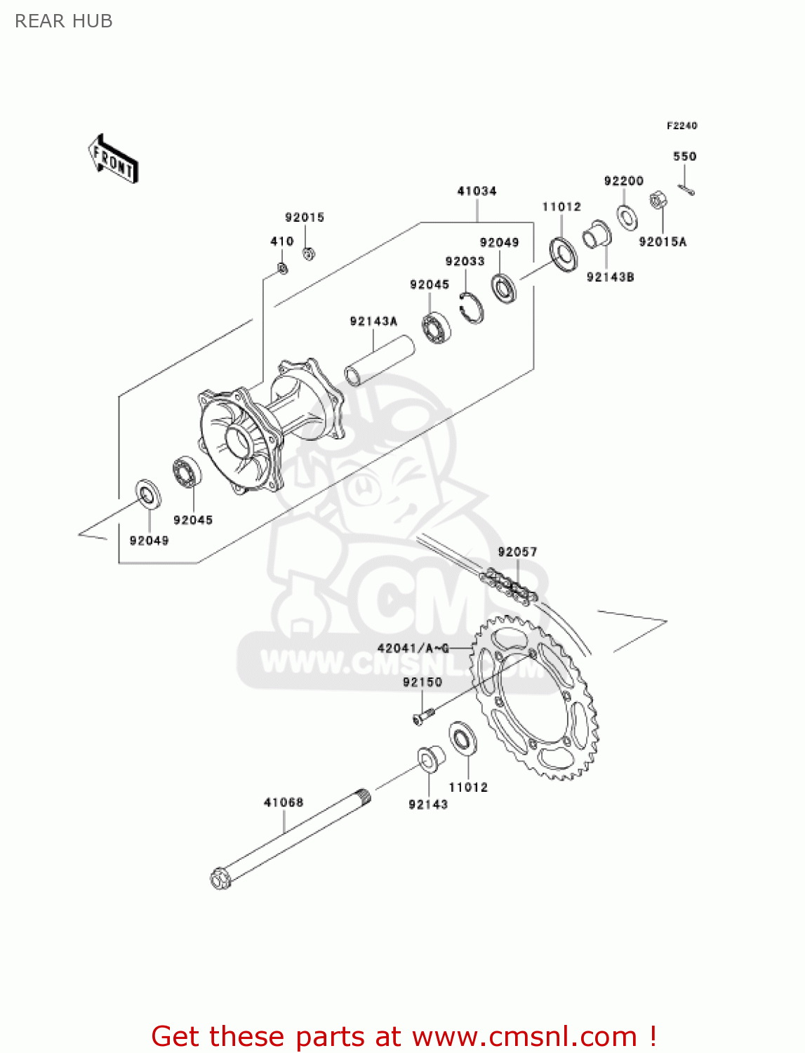 REAR HUB KLX300A10 KLX300R 2005 USA CALIFORNIA CANADA