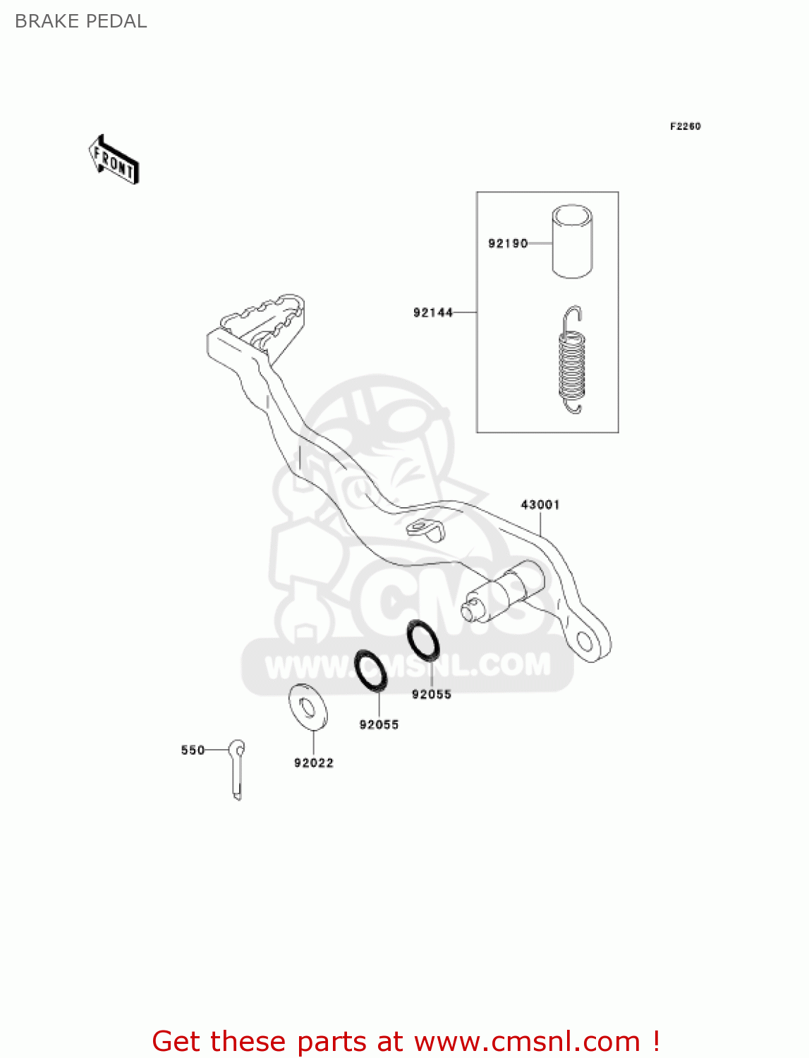 BRAKE PEDAL KLX300A10 KLX300R 2005 USA CALIFORNIA CANADA