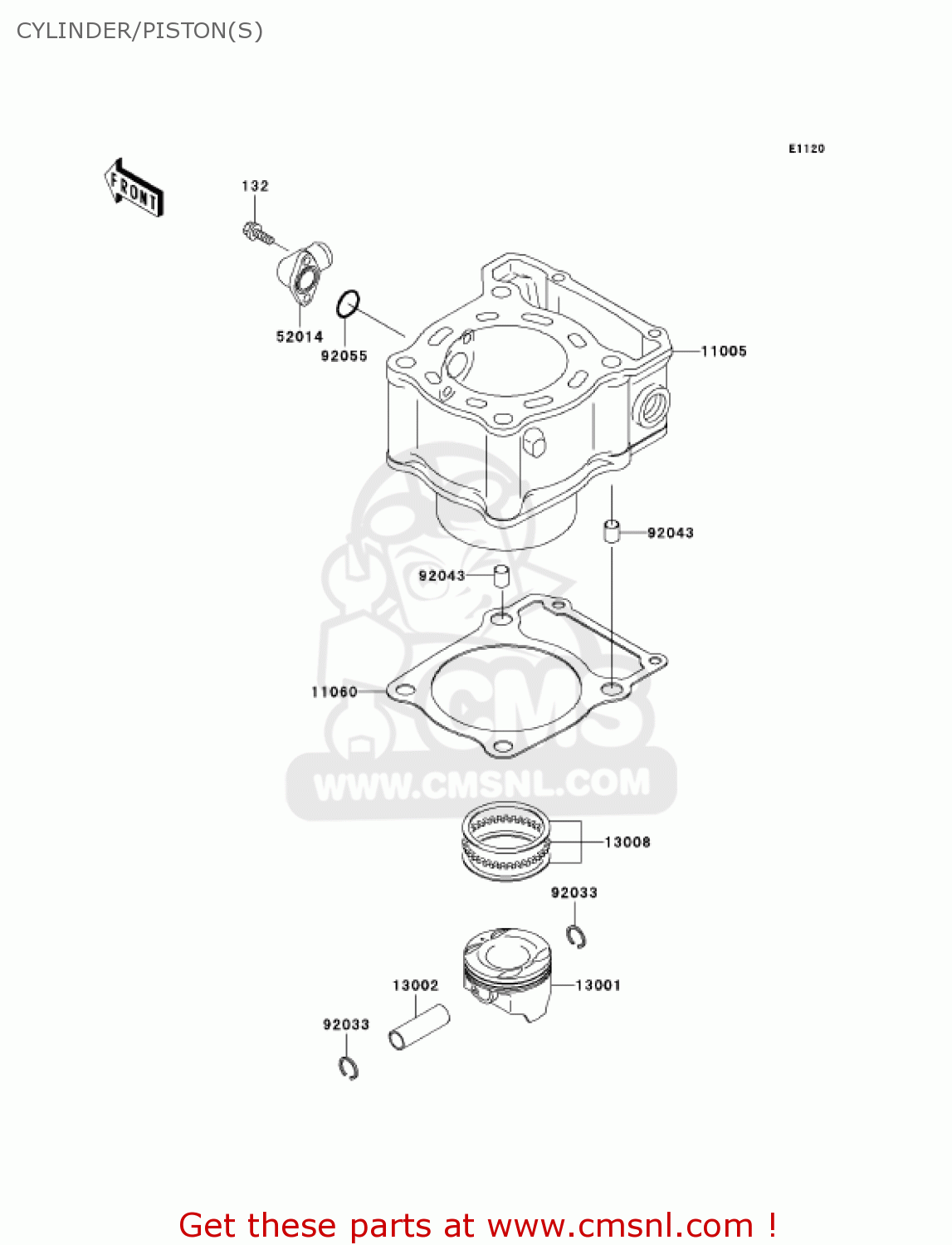 CYLINDER/PISTON(S) KLX300A10 KLX300R 2005 USA CALIFORNIA CANADA