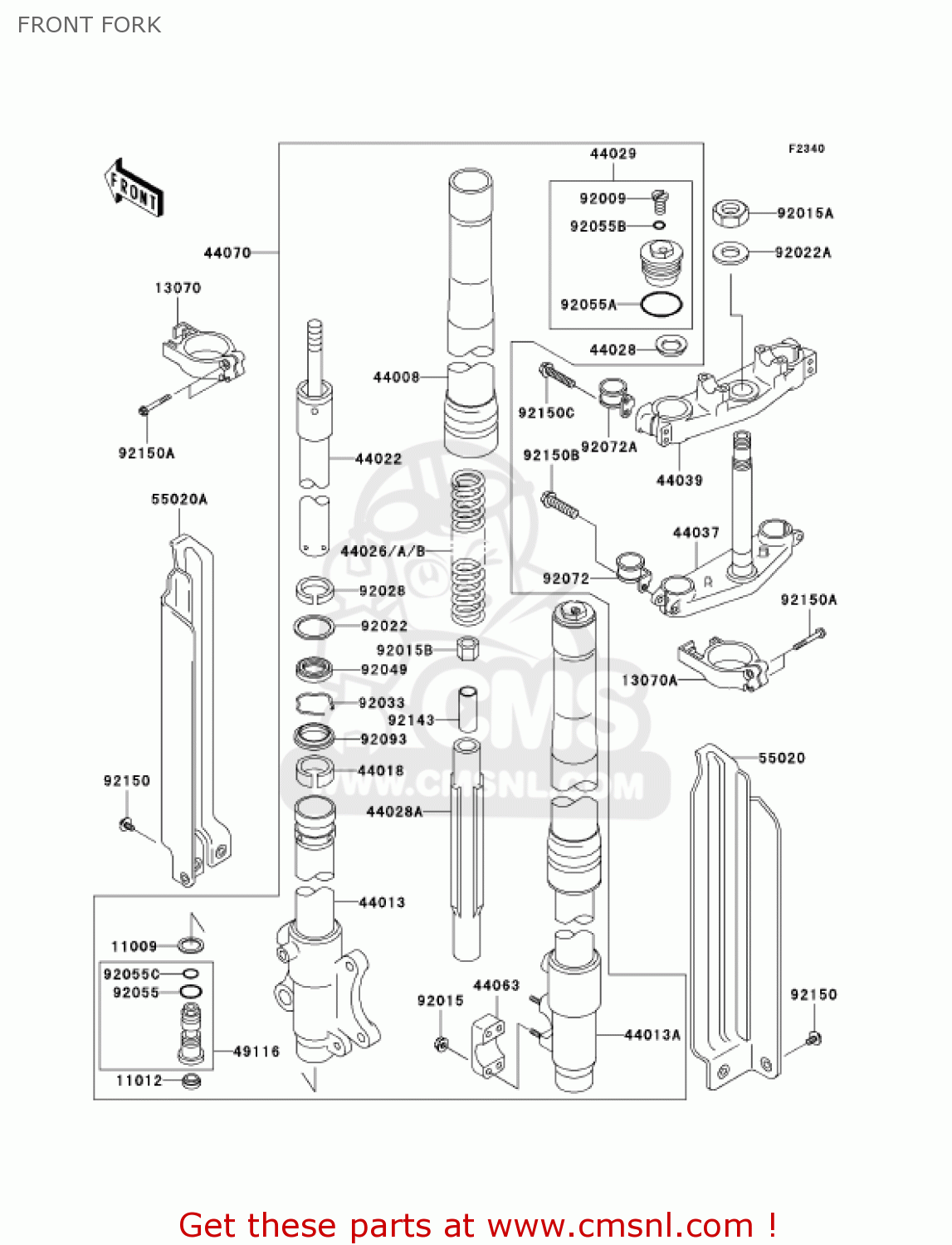 FRONT FORK KLX300A10 KLX300R 2005 USA CALIFORNIA CANADA