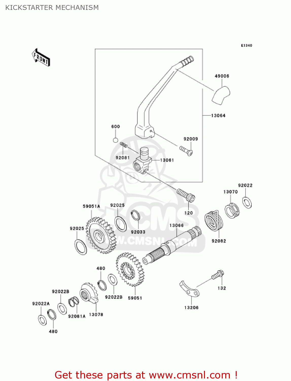 KICKSTARTER MECHANISM KLX300A10 KLX300R 2005 USA CALIFORNIA CANADA