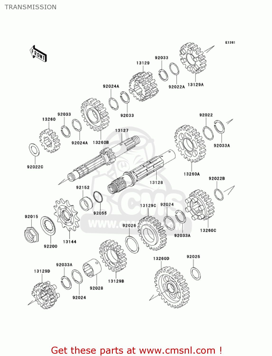 TRANSMISSION KLX300A10 KLX300R 2005 USA CALIFORNIA CANADA
