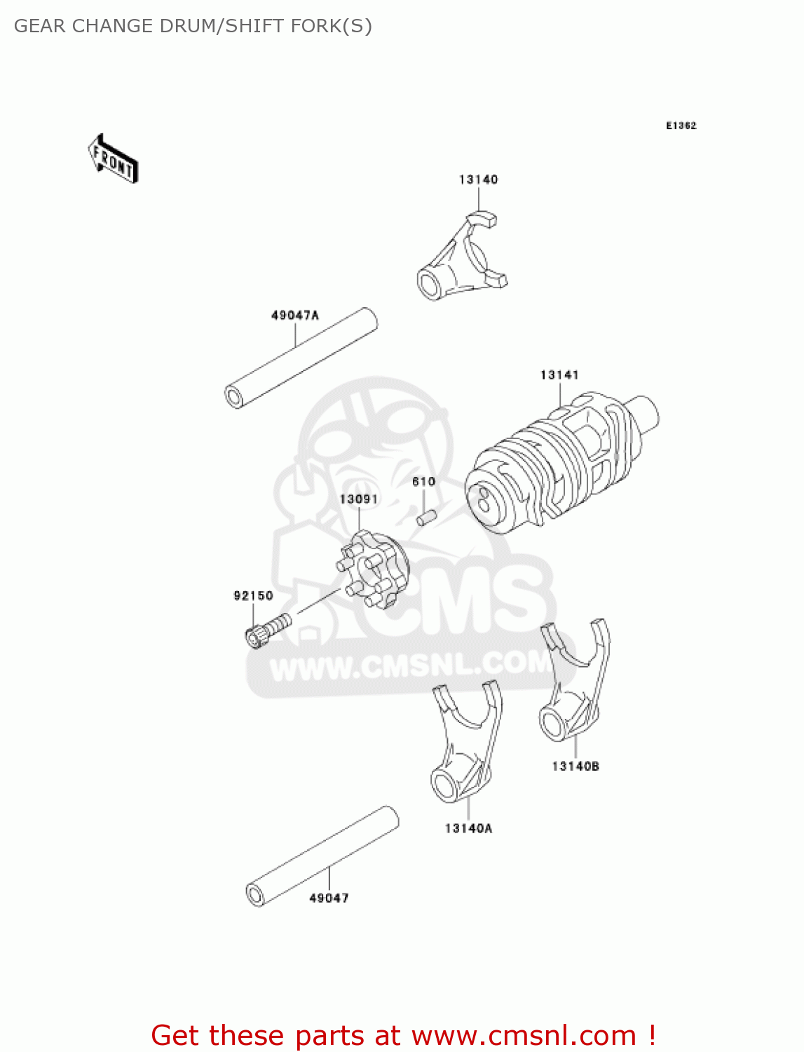 GEAR CHANGE DRUM/SHIFT FORK(S) KLX300A10 KLX300R 2005 USA CALIFORNIA CANADA