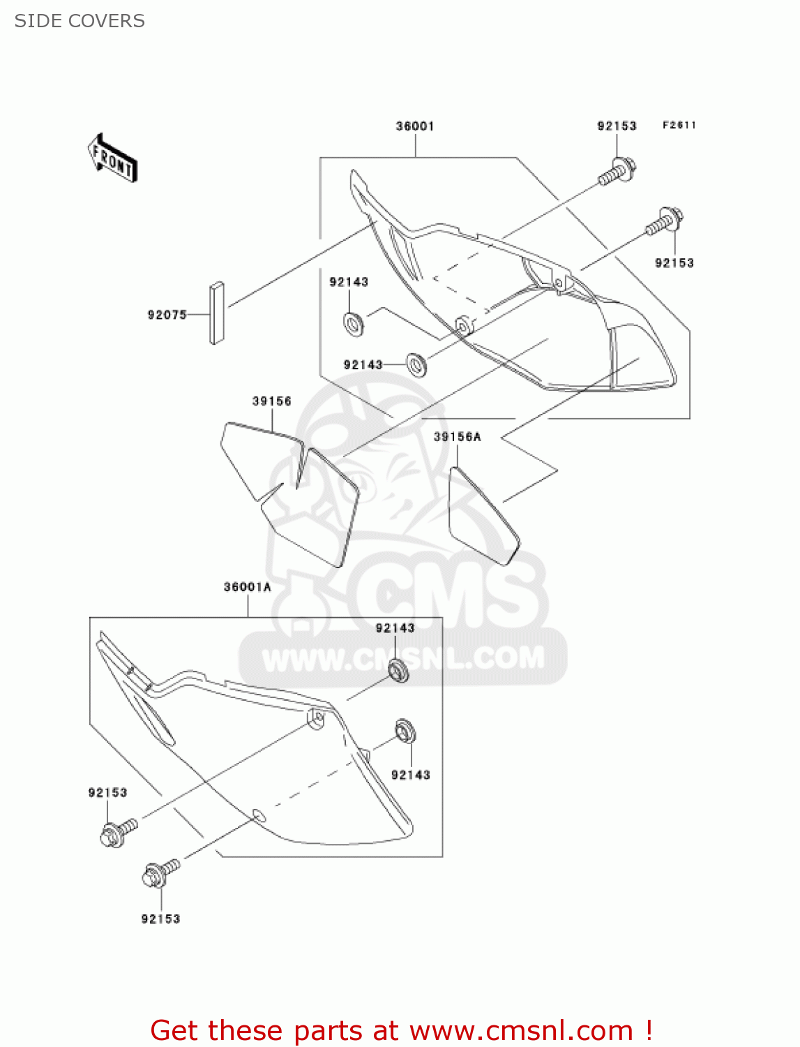 SIDE COVERS KLX300A10 KLX300R 2005 USA CALIFORNIA CANADA