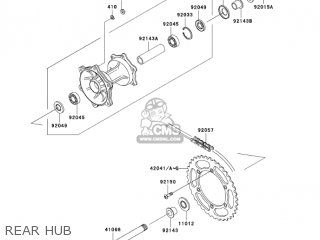 REAR HUB - KLX300A10 KLX300R 2005 USA CALIFORNIA CANADA