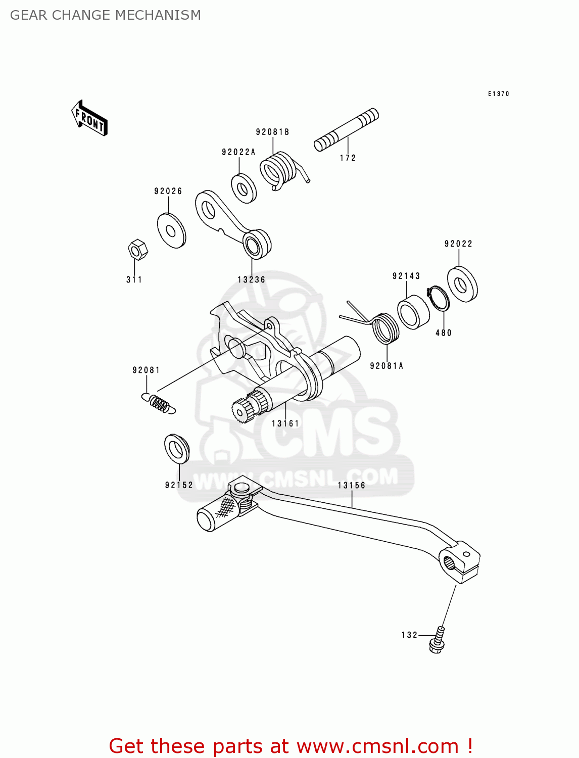 GEAR CHANGE MECHANISM KLX300A2 KLX300R 1997 EUROPE FR