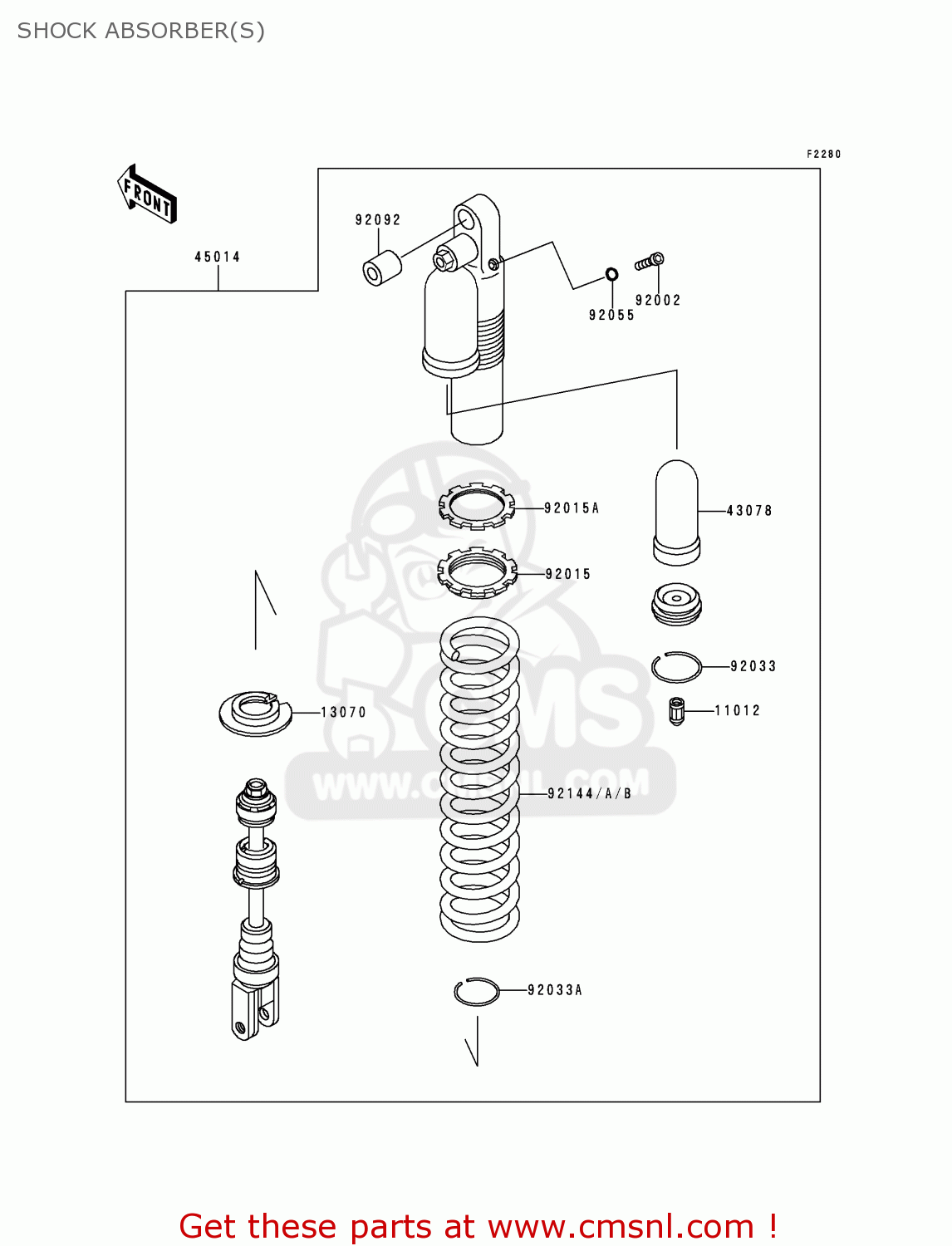 SHOCK ABSORBER(S) KLX300A2 KLX300R 1997 EUROPE FR