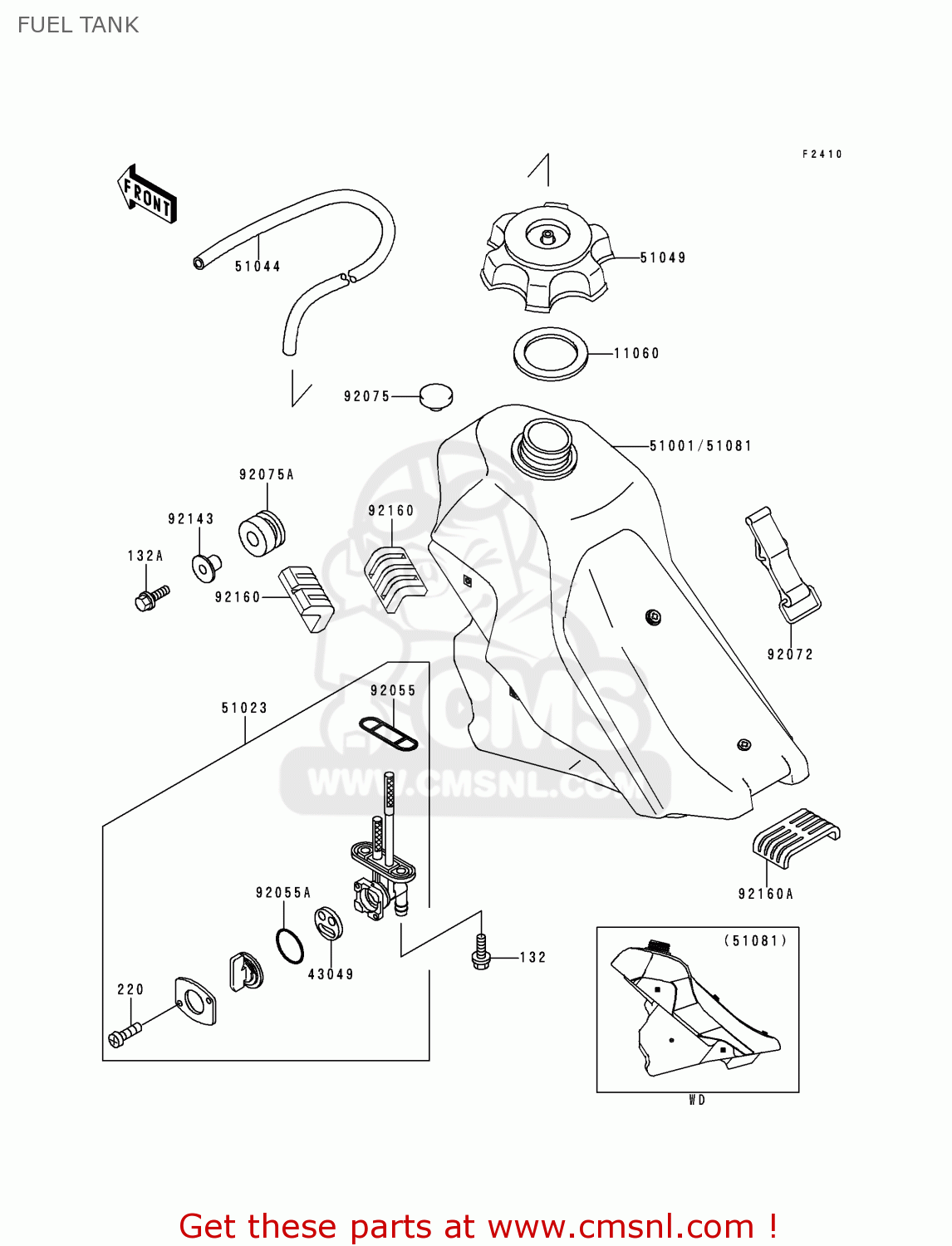 FUEL TANK KLX300A2 KLX300R 1997 EUROPE FR