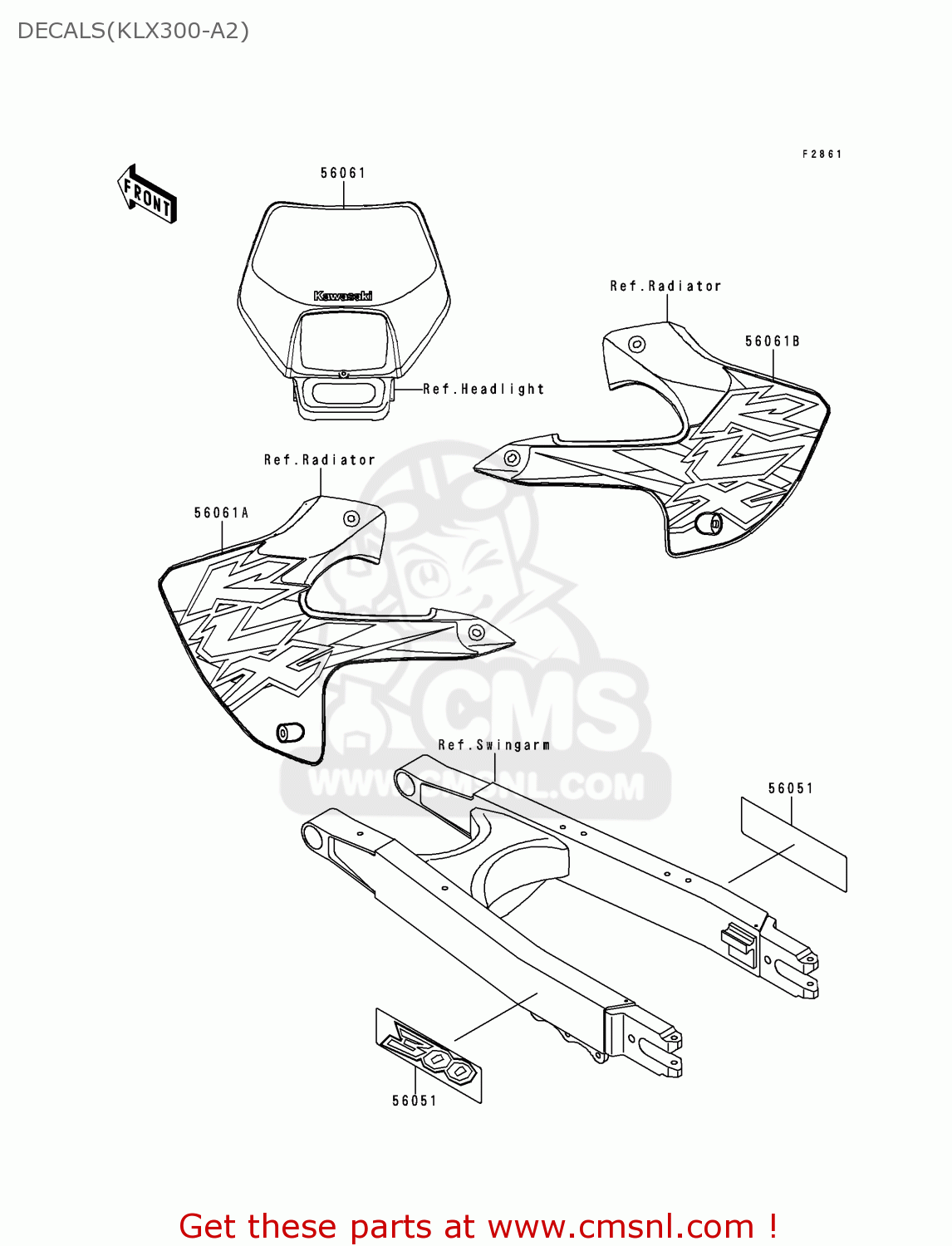 DECALS(KLX300-A2) KLX300A2 KLX300R 1997 EUROPE FR