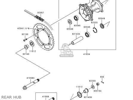 REAR HUB - KLX300A2 KLX300R 1997 EUROPE FR