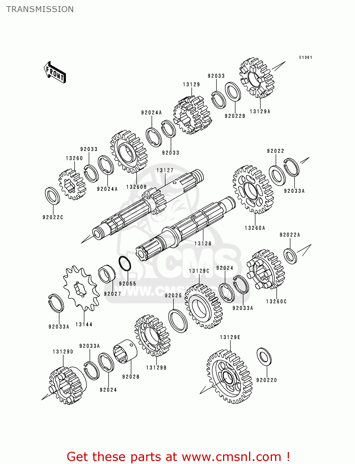 TRANSMISSION KLX300A2 KLX300R 1997 USA CANADA
