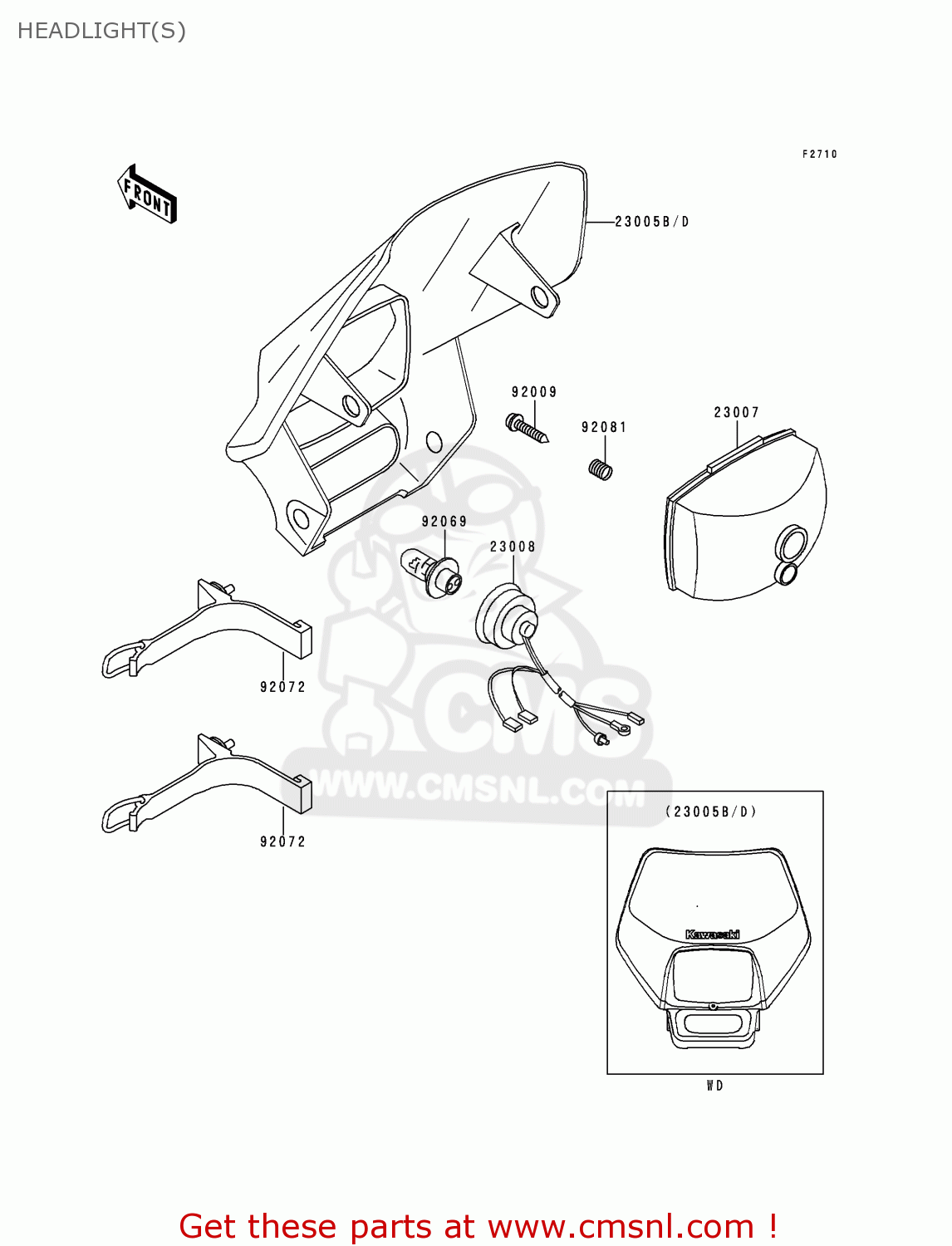 HEADLIGHT(S) KLX300A2 KLX300R 1997 USA CANADA