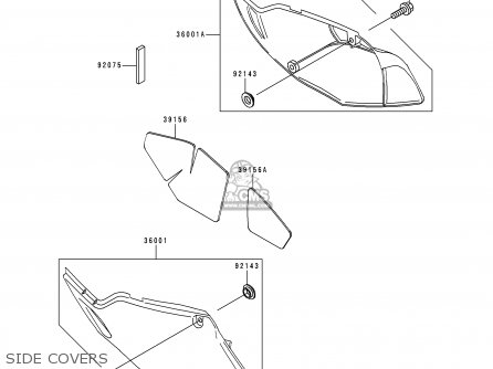 SIDE COVERS - KLX300A2 KLX300R 1997 USA CANADA