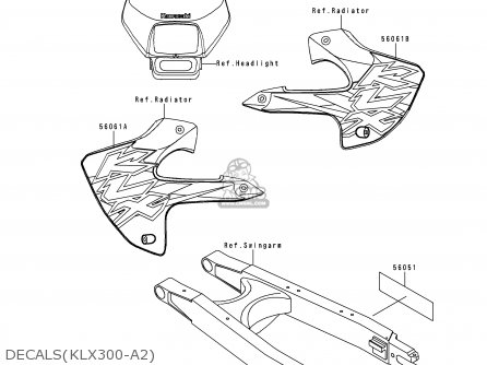 DECALS(KLX300-A2) - KLX300A2 KLX300R 1997 USA CANADA