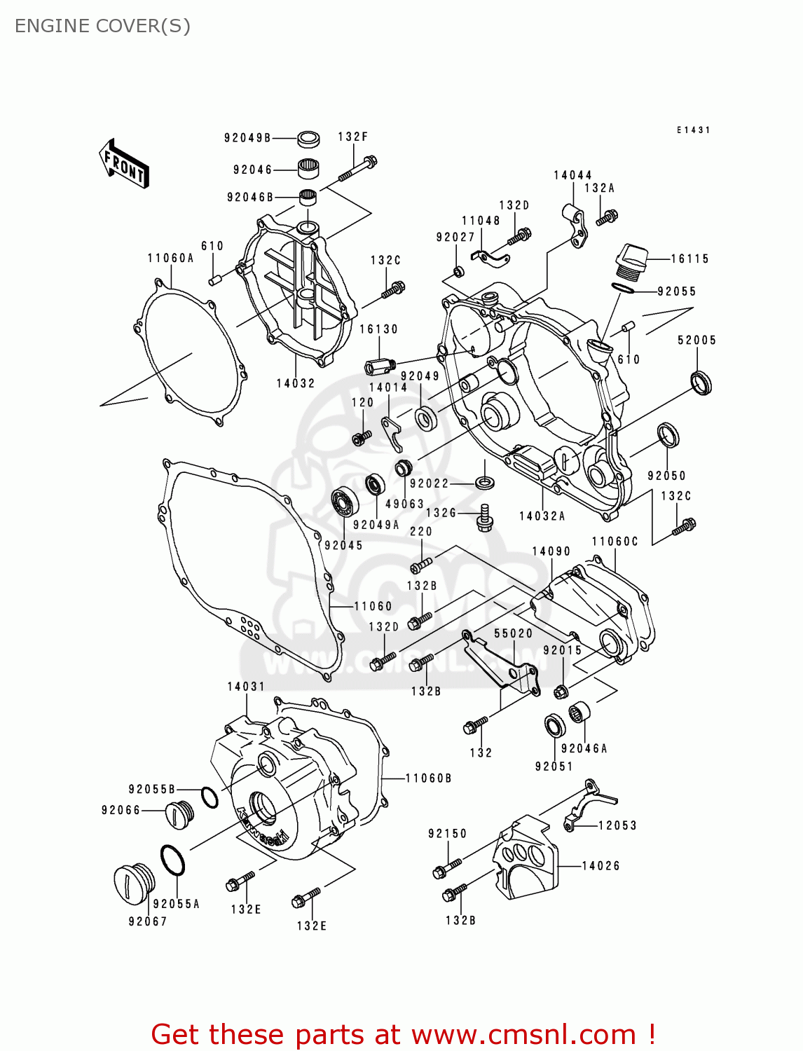 ENGINE COVER(S) KLX300A3 KLX300R 1998 EUROPE FR