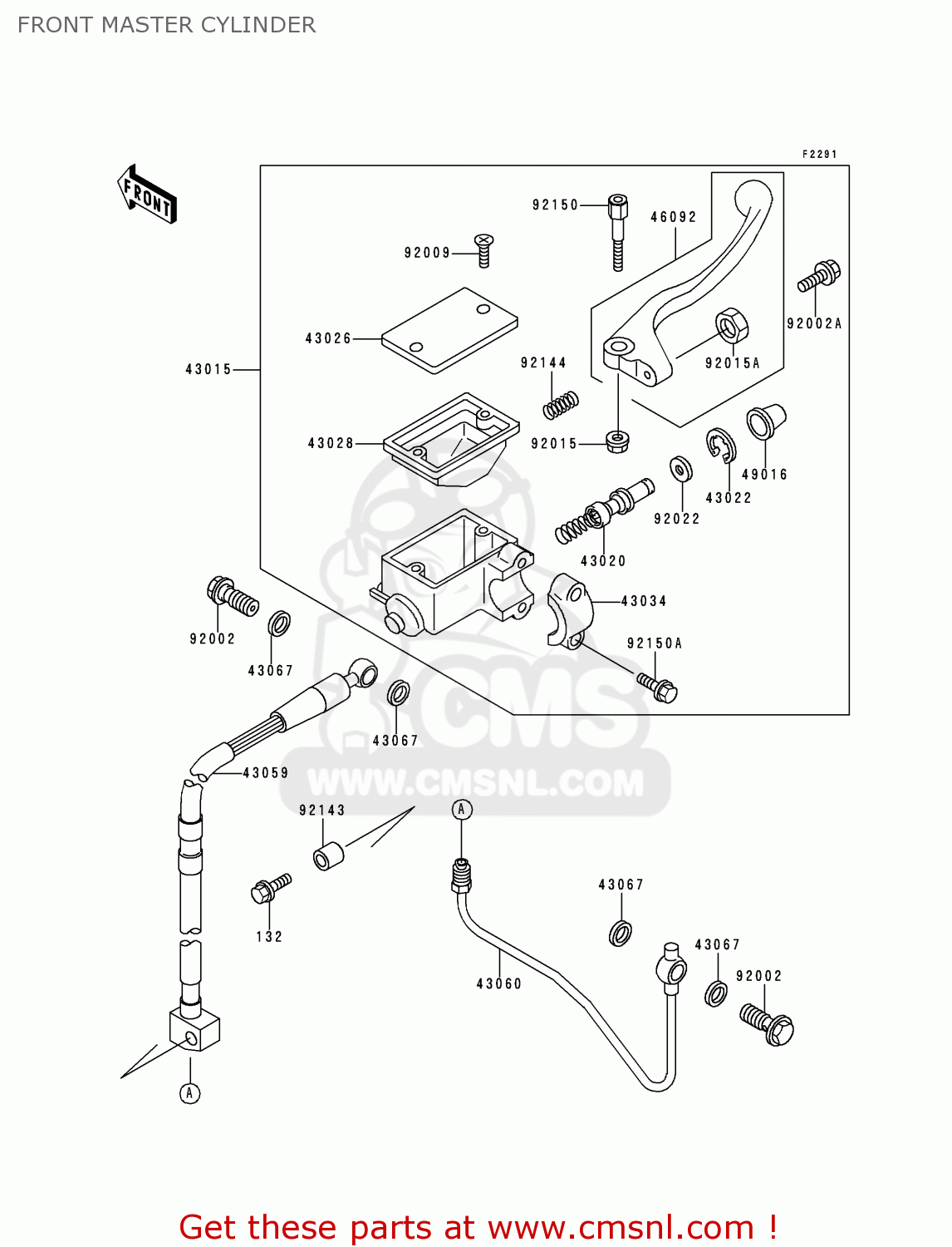FRONT MASTER CYLINDER KLX300A3 KLX300R 1998 EUROPE FR