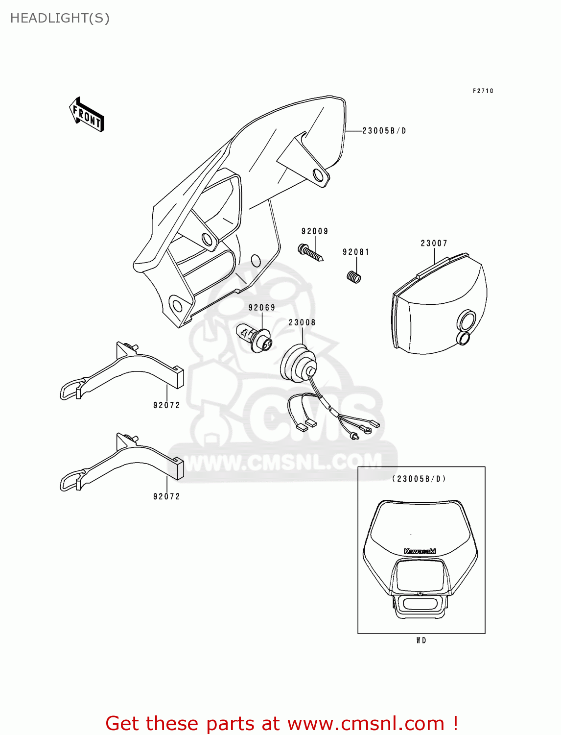 HEADLIGHT(S) KLX300A3 KLX300R 1998 EUROPE FR