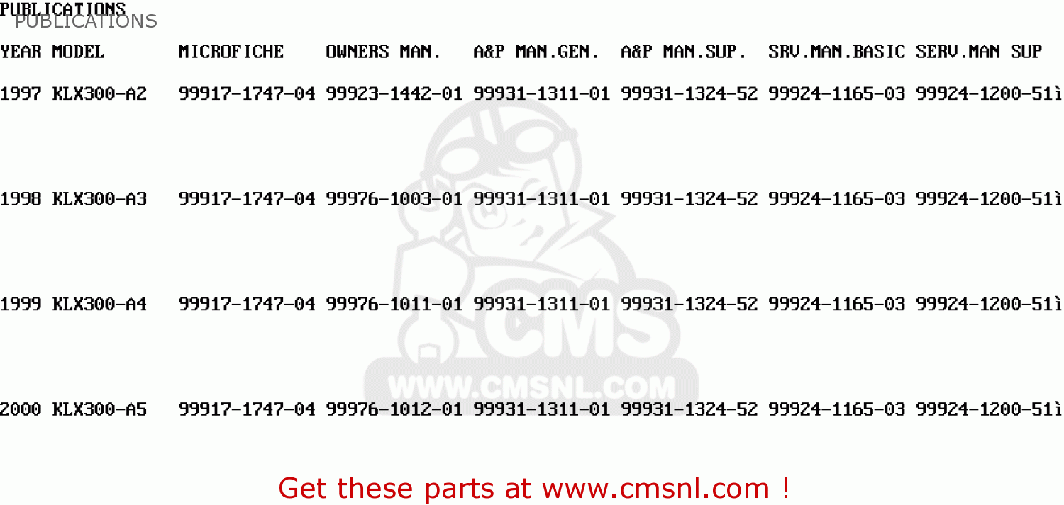 PUBLICATIONS KLX300A3 KLX300R 1998 EUROPE FR