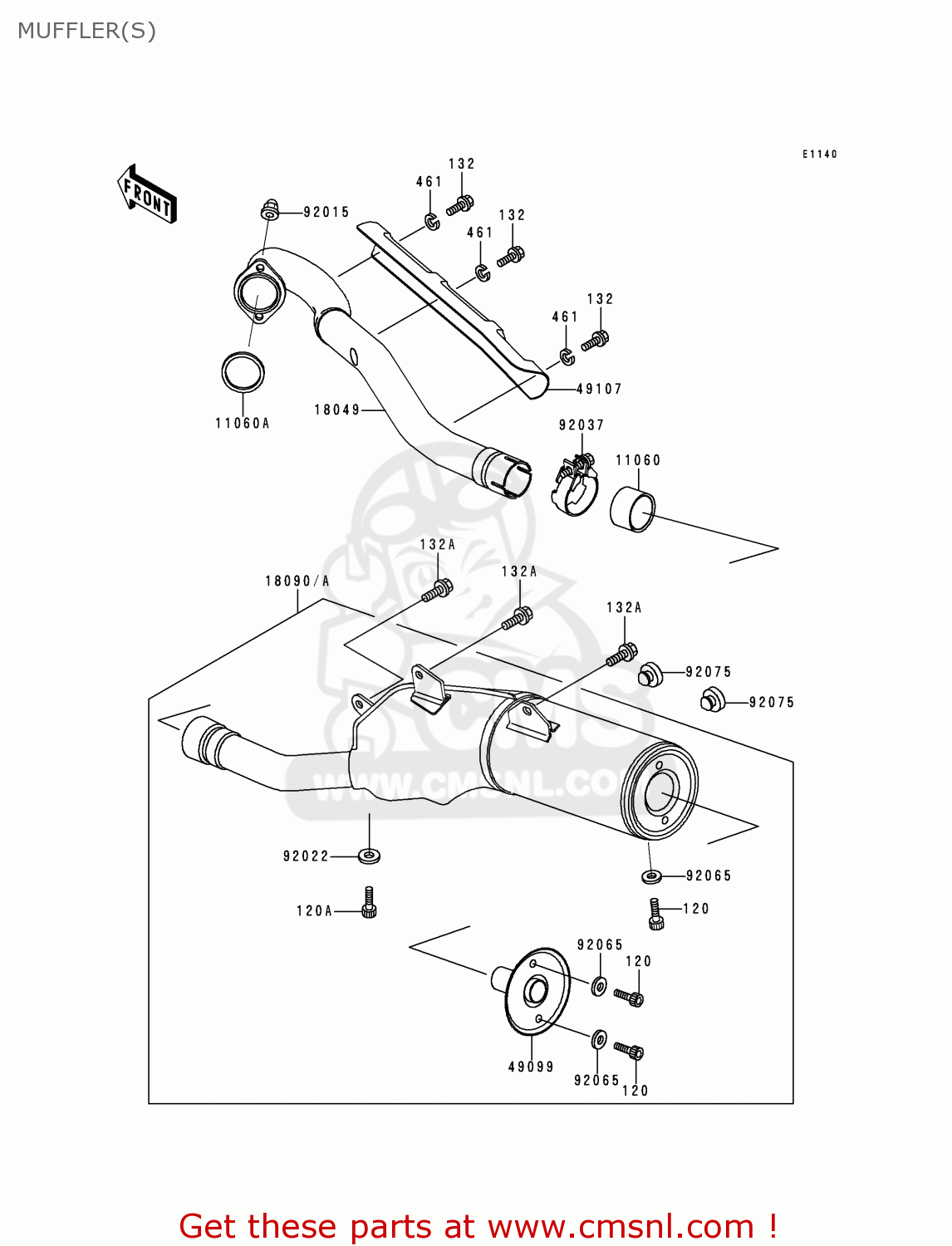 MUFFLER(S) KLX300A3 KLX300R 1998 USA CALIFORNIA CANADA