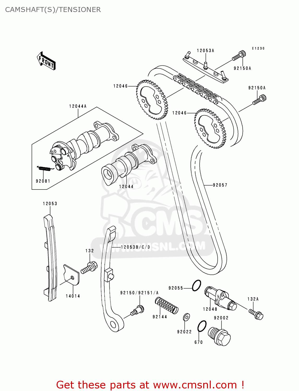 CAMSHAFT(S)/TENSIONER KLX300A3 KLX300R 1998 USA CALIFORNIA CANADA