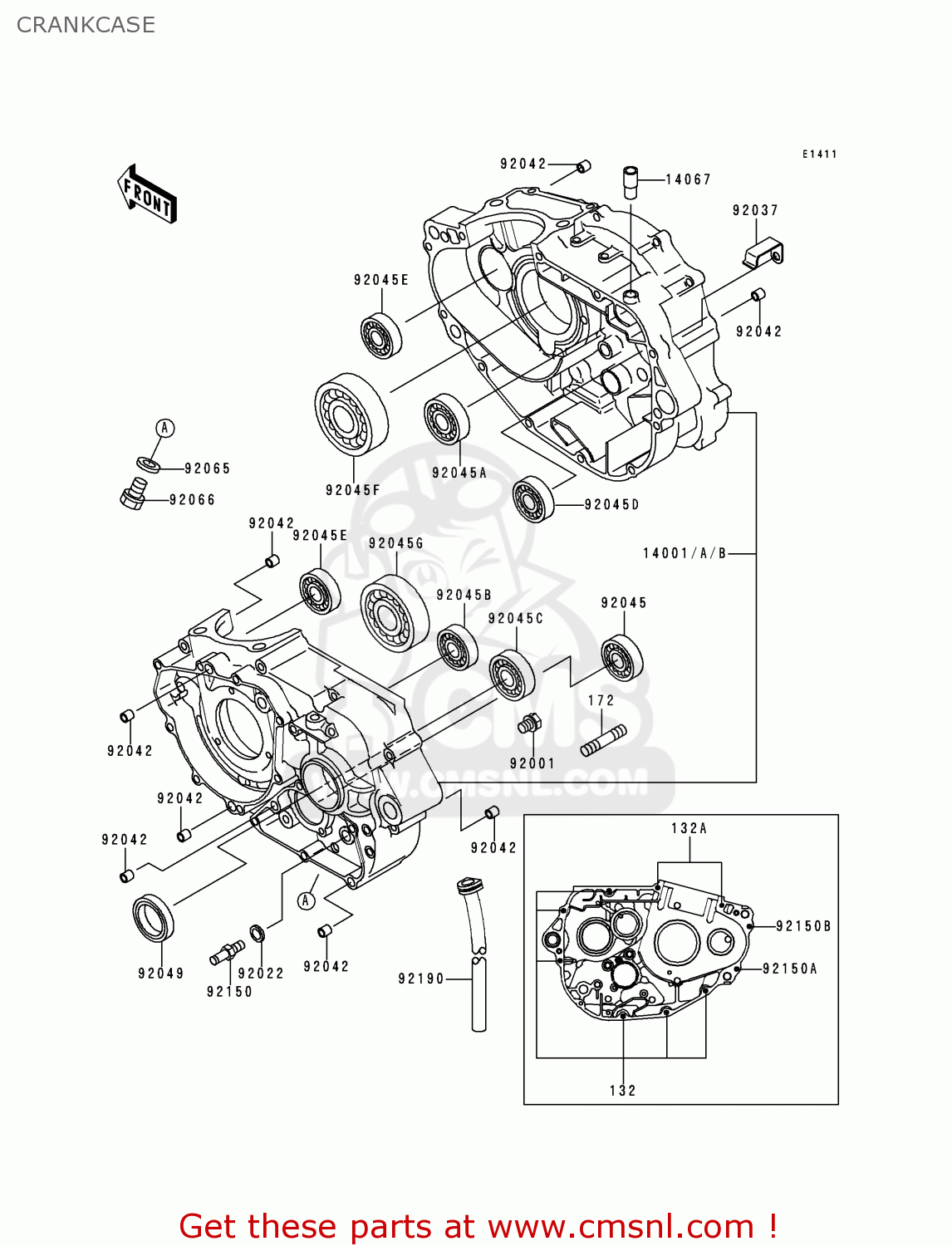 CRANKCASE KLX300A3 KLX300R 1998 USA CALIFORNIA CANADA