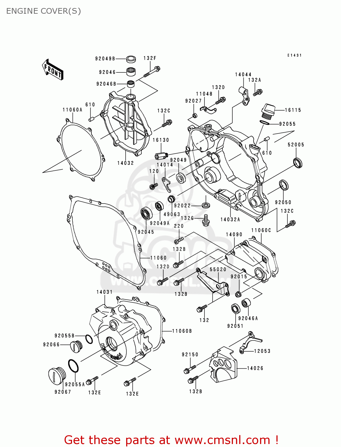 ENGINE COVER(S) KLX300A3 KLX300R 1998 USA CALIFORNIA CANADA