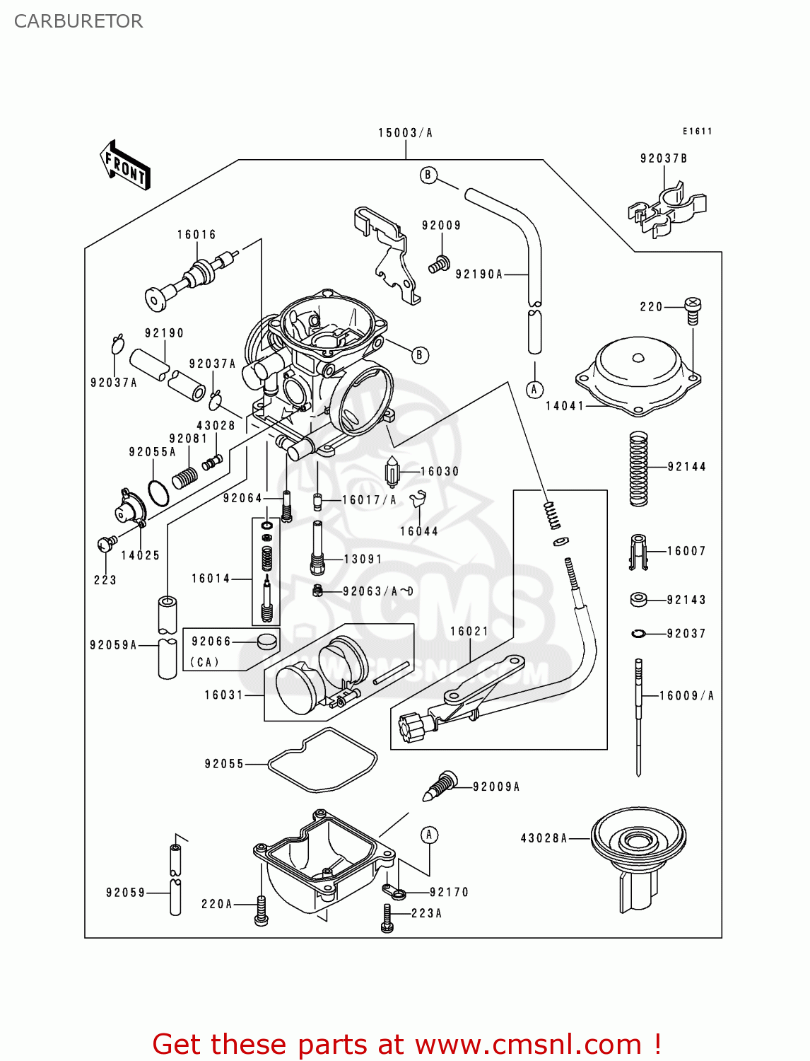 CARBURETOR KLX300A3 KLX300R 1998 USA CALIFORNIA CANADA