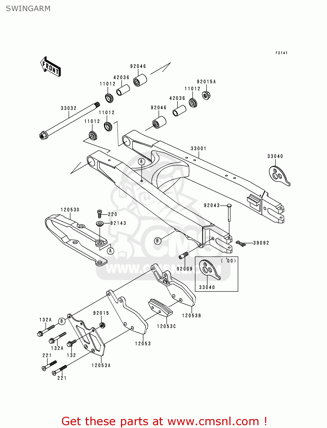 SWINGARM KLX300A3 KLX300R 1998 USA CALIFORNIA CANADA