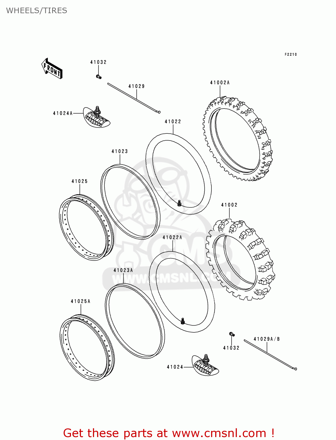 WHEELS/TIRES KLX300A3 KLX300R 1998 USA CALIFORNIA CANADA