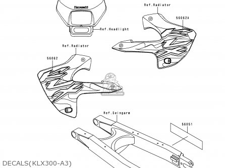 DECALS(KLX300-A3) - KLX300A3 KLX300R 1998 USA CALIFORNIA CANADA