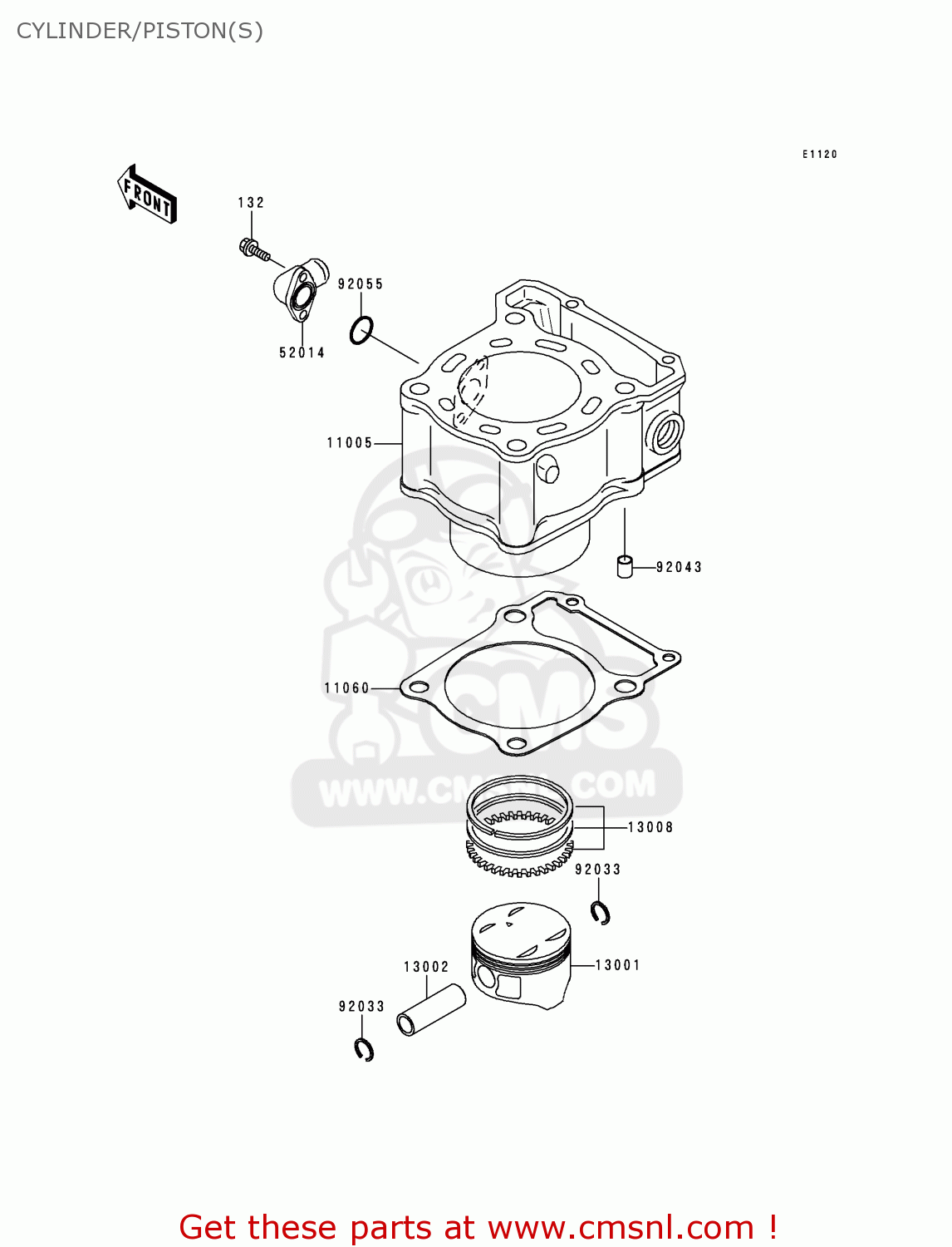 CYLINDER/PISTON(S) KLX300A4 KLX300R 1999 EUROPE FR