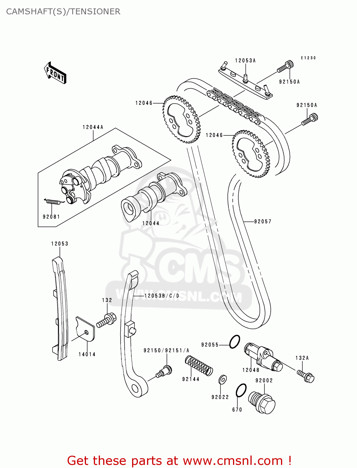 CAMSHAFT(S)/TENSIONER KLX300A4 KLX300R 1999 EUROPE FR
