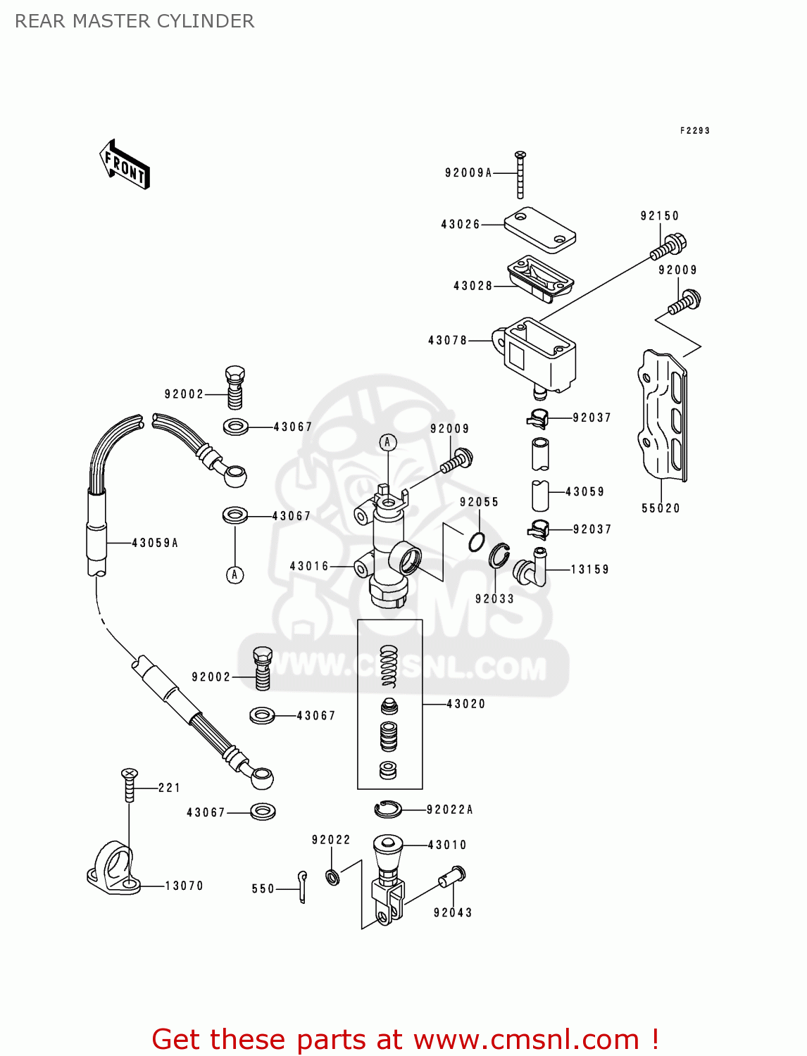 REAR MASTER CYLINDER KLX300A4 KLX300R 1999 EUROPE FR