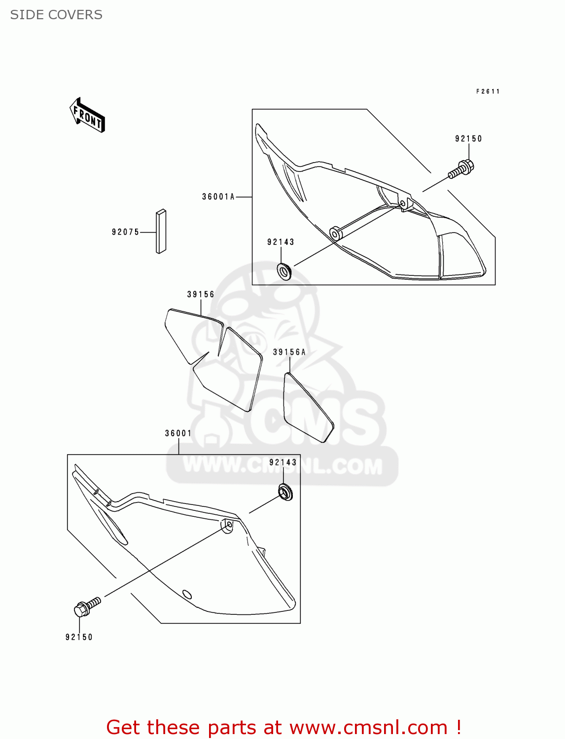 SIDE COVERS KLX300A4 KLX300R 1999 EUROPE FR