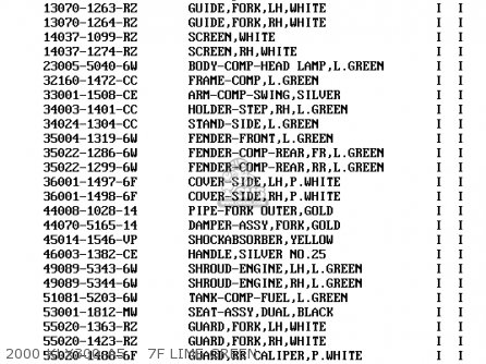 2000 KLX300-A5    7F LIME GREEN - KLX300A4 KLX300R 1999 EUROPE FR