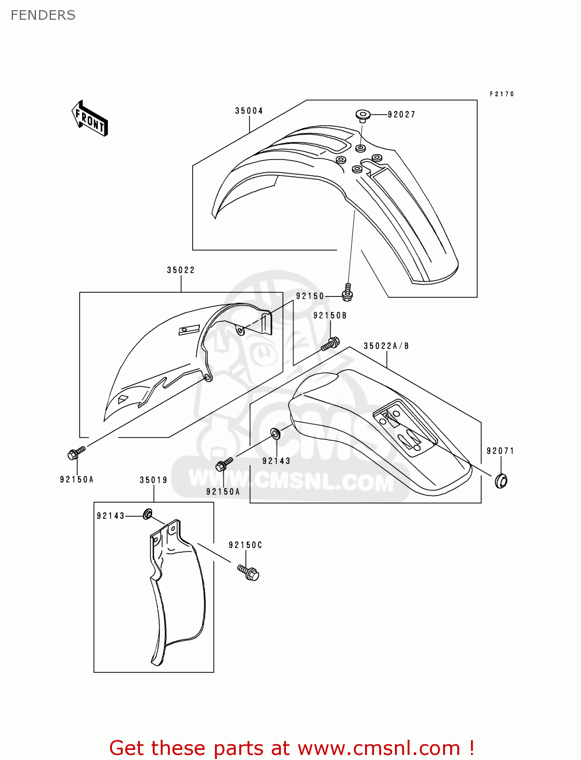 FENDERS KLX300A4 KLX300R 1999 USA CALIFORNIA CANADA