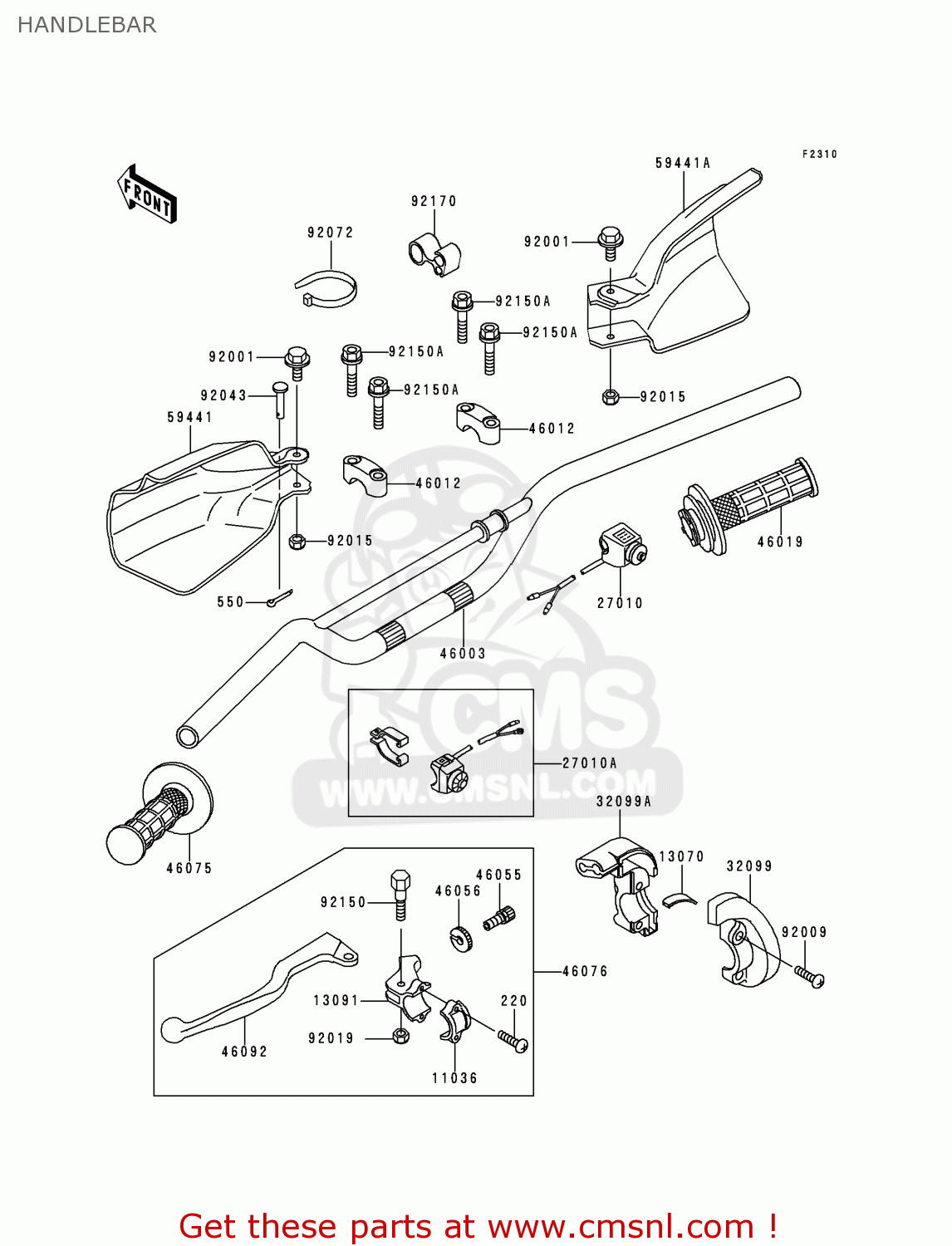 HANDLEBAR KLX300A4 KLX300R 1999 USA CALIFORNIA CANADA