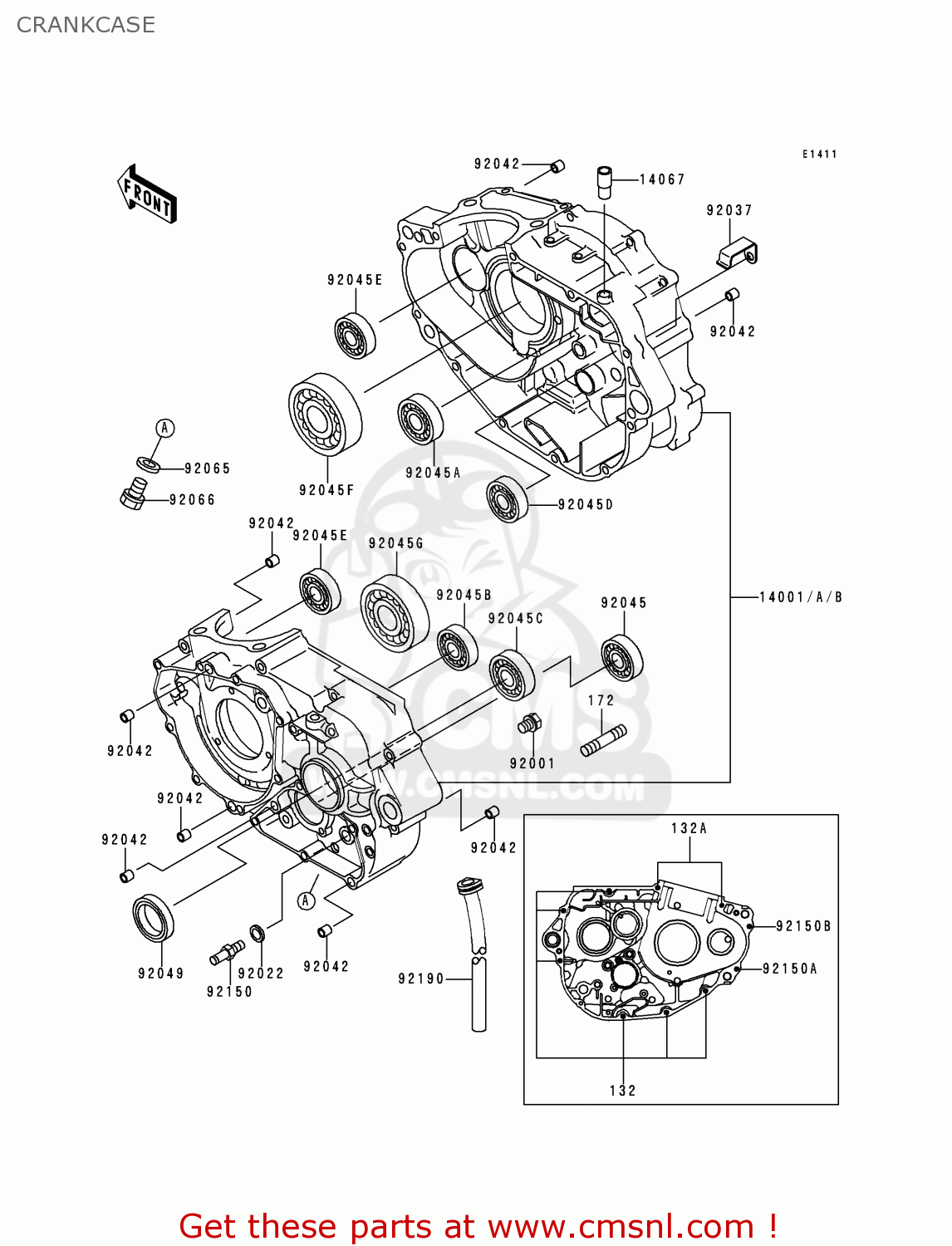 CRANKCASE KLX300A5 KLX300R 2000 EUROPE FR