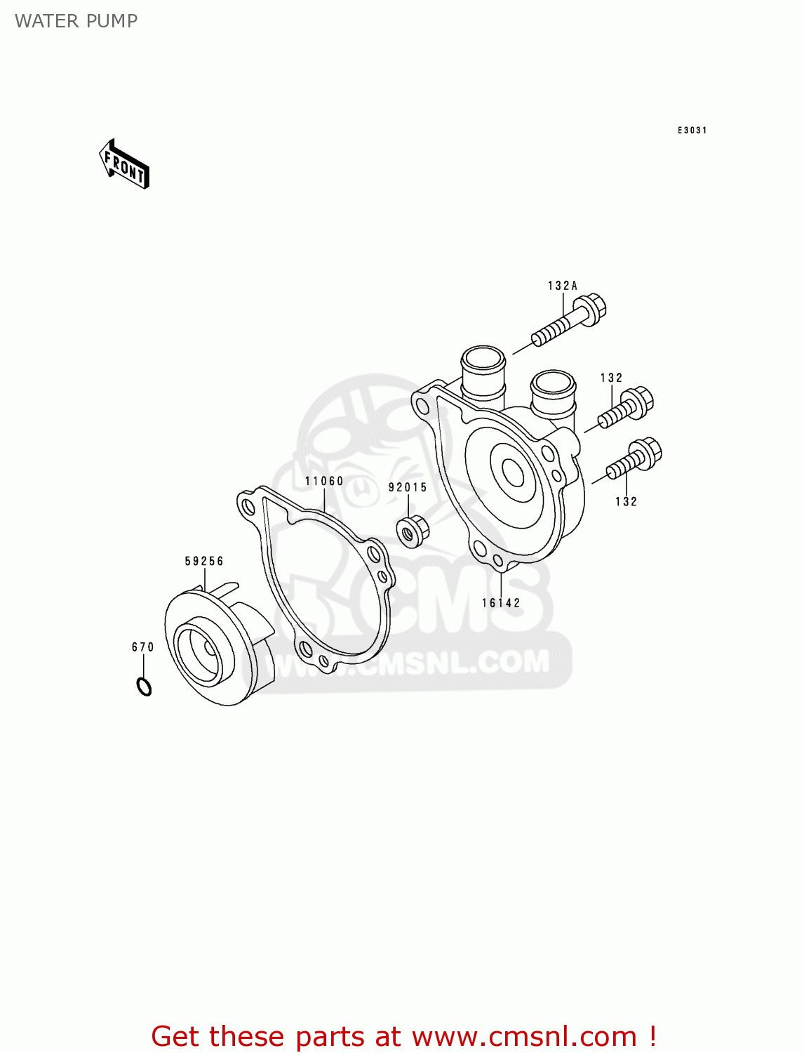 WATER PUMP KLX300A5 KLX300R 2000 EUROPE FR