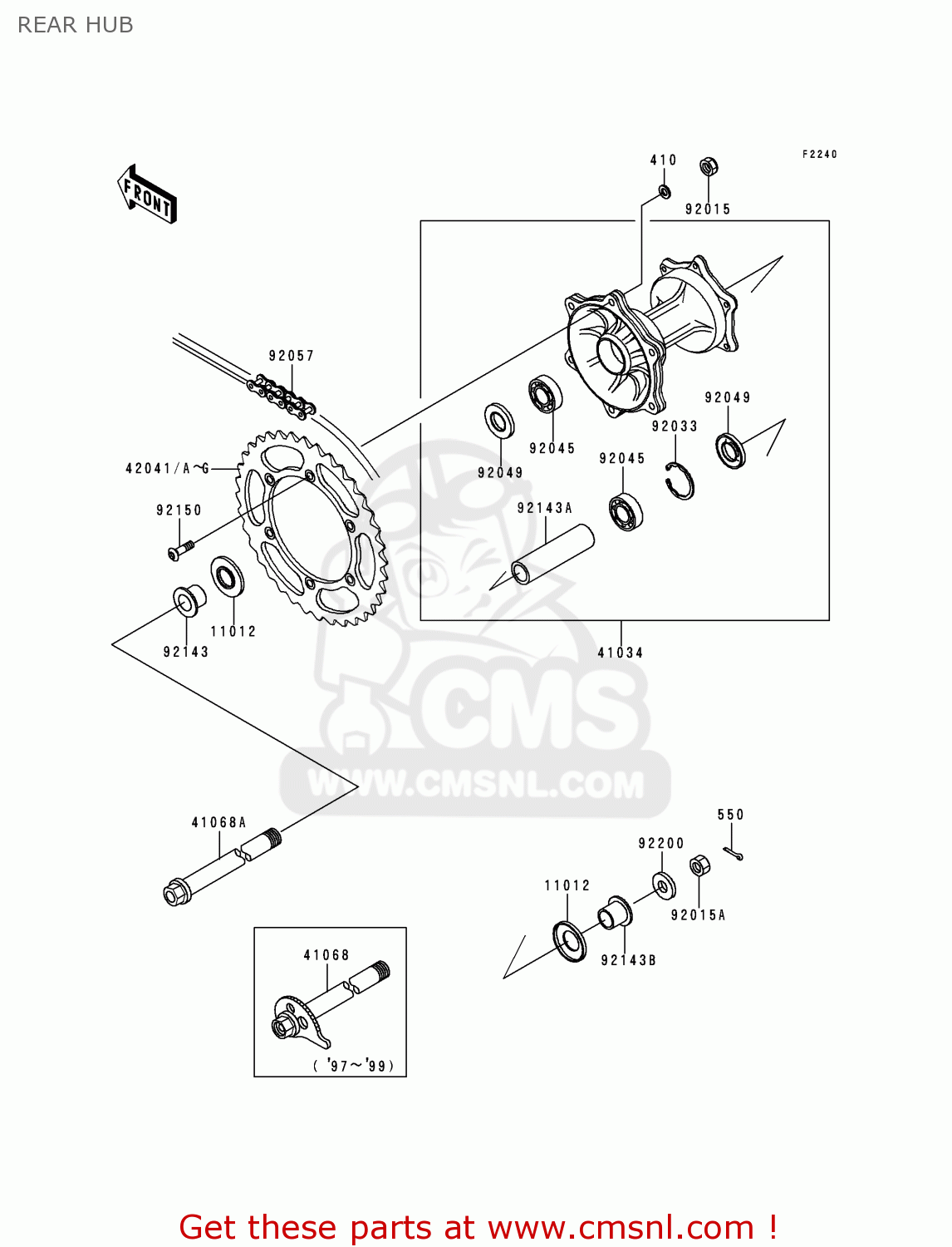 REAR HUB KLX300A5 KLX300R 2000 EUROPE FR