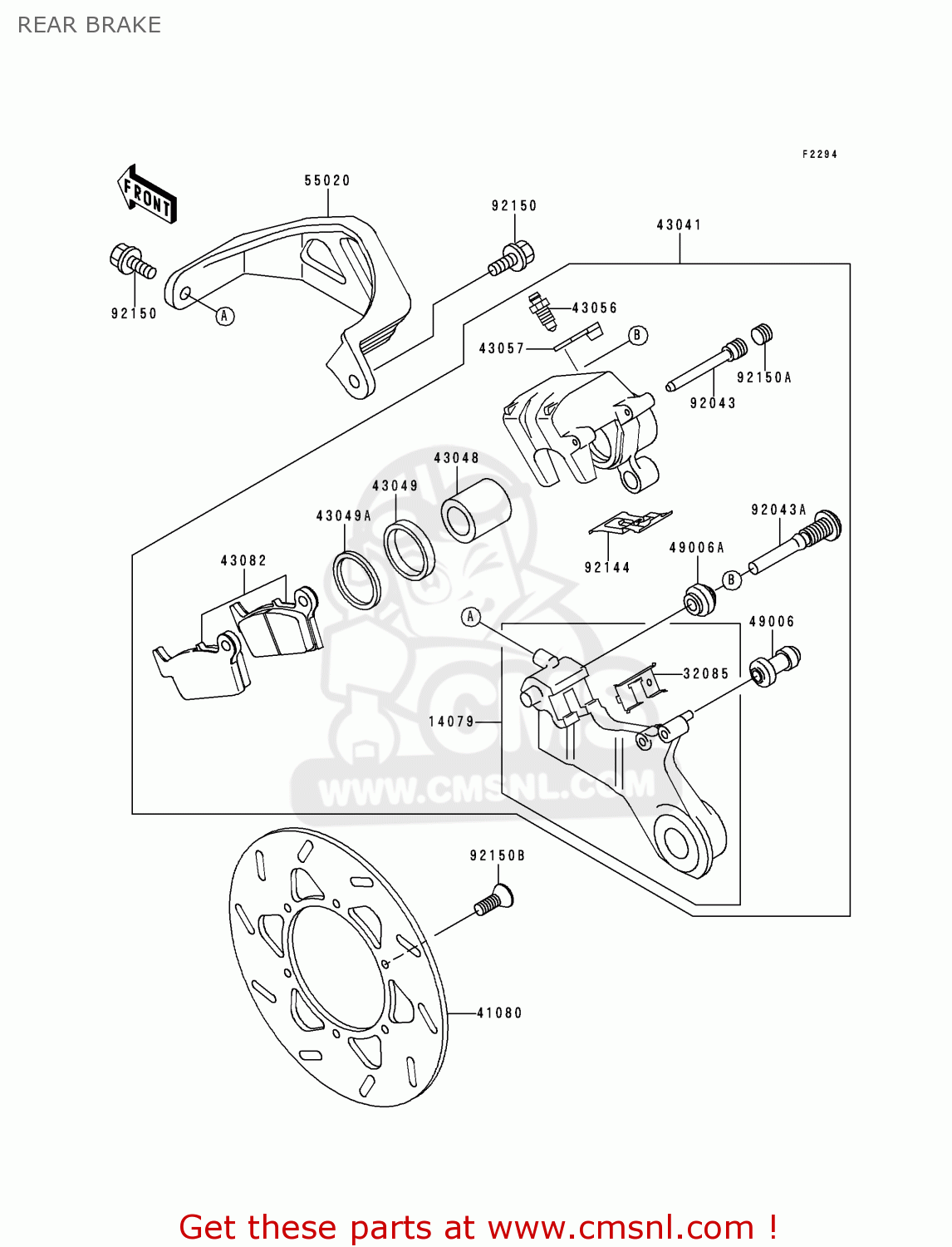 REAR BRAKE KLX300A5 KLX300R 2000 EUROPE FR