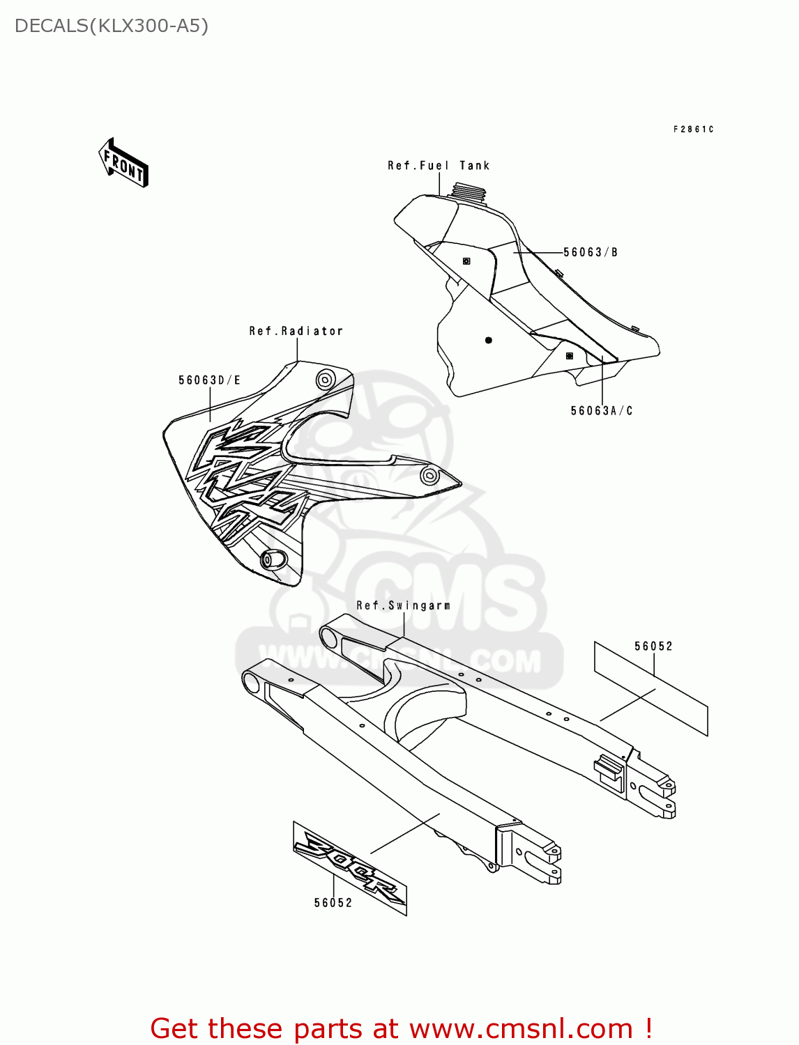 DECALS(KLX300-A5) KLX300A5 KLX300R 2000 EUROPE FR