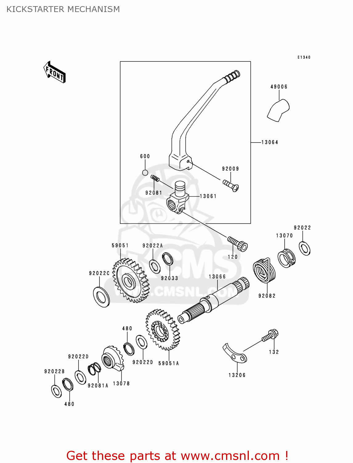 KICKSTARTER MECHANISM KLX300A5 KLX300R 2000 USA CALIFORNIA CANADA