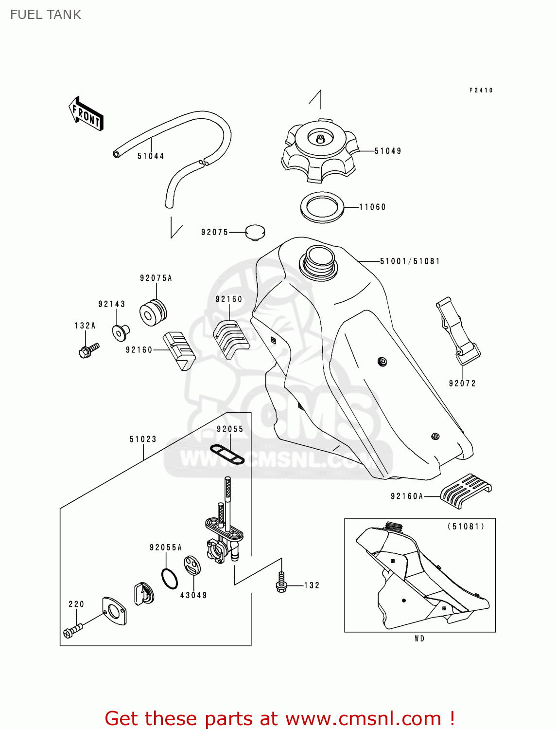 FUEL TANK KLX300A5 KLX300R 2000 USA CALIFORNIA CANADA