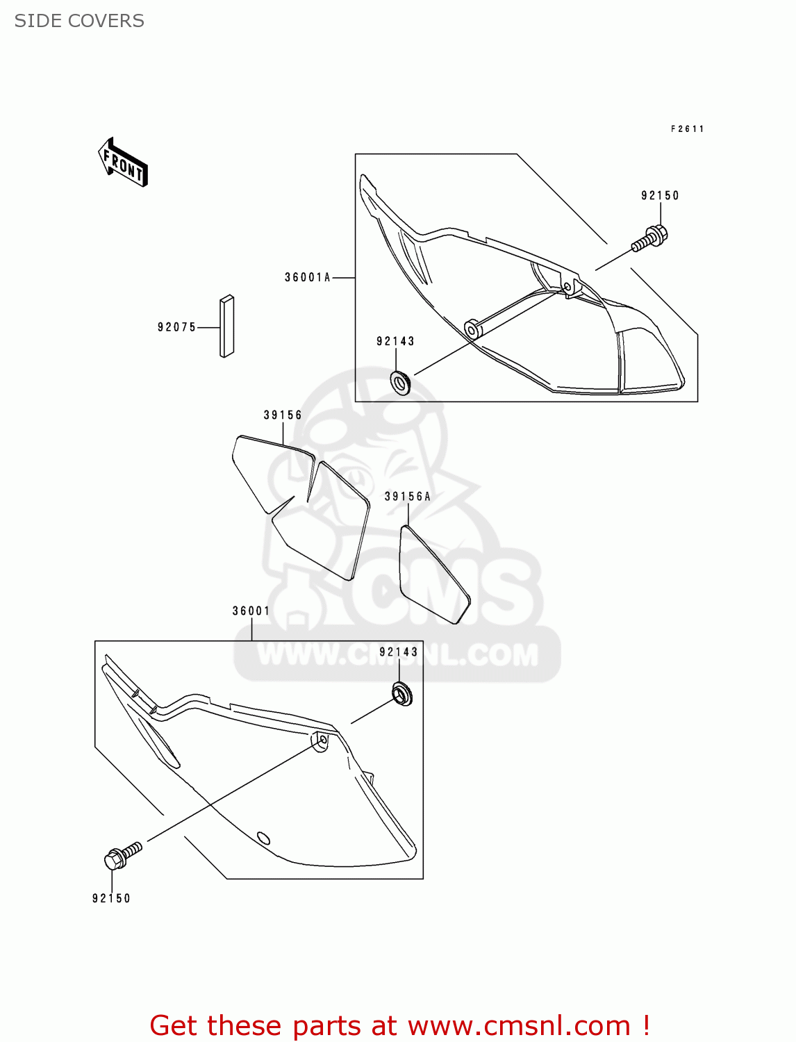 SIDE COVERS KLX300A5 KLX300R 2000 USA CALIFORNIA CANADA