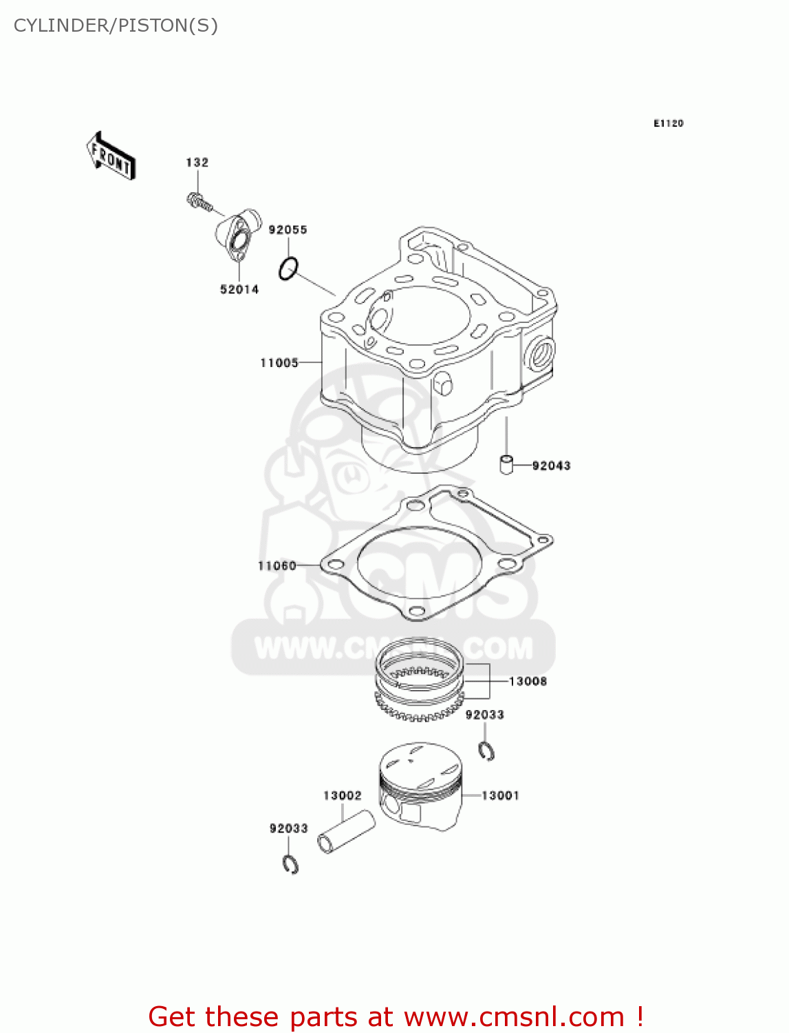 CYLINDER/PISTON(S) KLX300A6 KLX300R 2001 USA CALIFORNIA CANADA